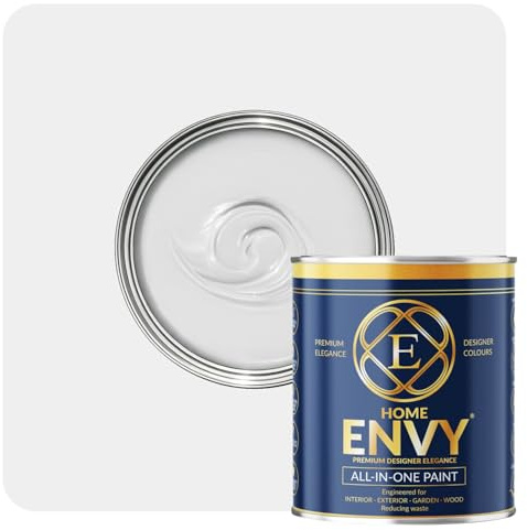 ENVY All-in-One Paint - High Coverage Paint for Interior & Exterior Walls, Wood & Furniture | Multi Surface Paint & Primer | Designer Colours For All Walls - Light Grey Mist - 5L - Matt