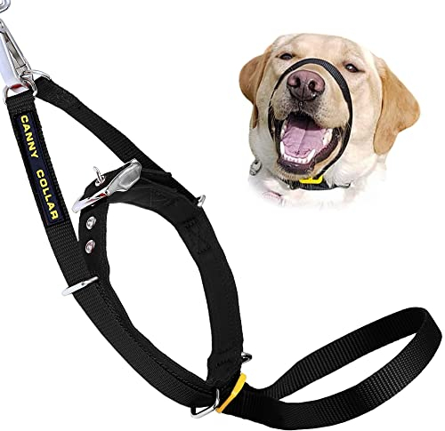 Canny Collar Hundehalfter – Anti-Zug Kopfgeschirr für Hunde | Stoppt Ziehen an der Leine sanft & effektiv | Trainingshilfe für entspannte Spaziergänge – Größe 5, Schwarz