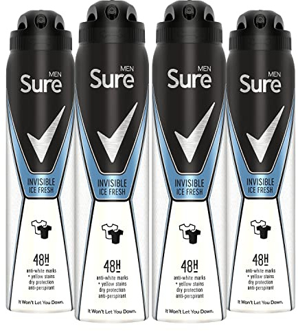 4 x 250ml Sure Men INVISIBLE ICE 48h Anti-Perspirant Deodorant
