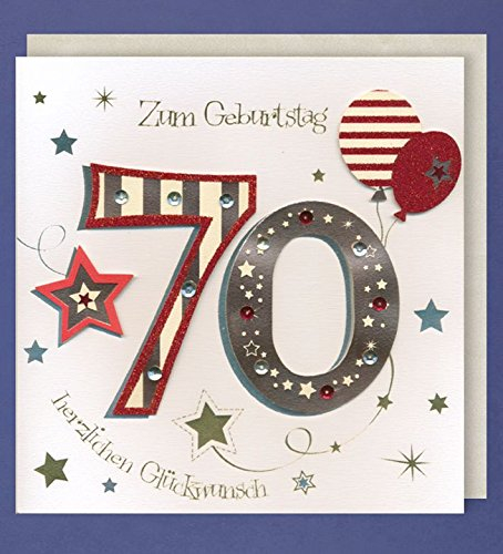 Grußkarte 70 Geburtstag Handmade Accessoires Applikationen Glückwunschkarte Ballon kupfer rot 21 x 21 cm