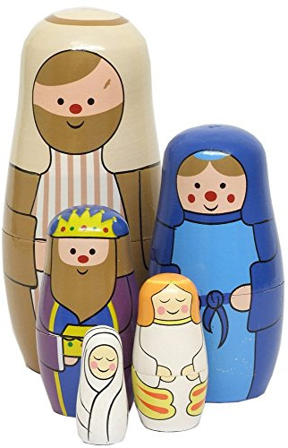 Wooden Nativity Russian Dolls Set (15cm) by Heaven Sends