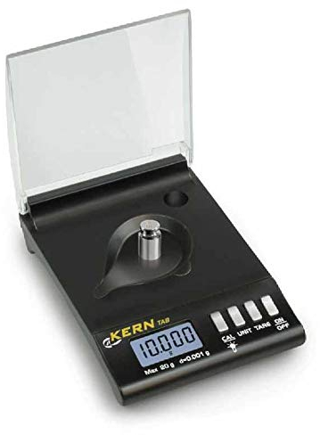 KERN Kunststoff Hochpräzise Taschenkaratwaage, 20g/100ct Wägebereich, 0,001g/0,005ct Ablesbarkeit, 95mm x 133mm x 33mm