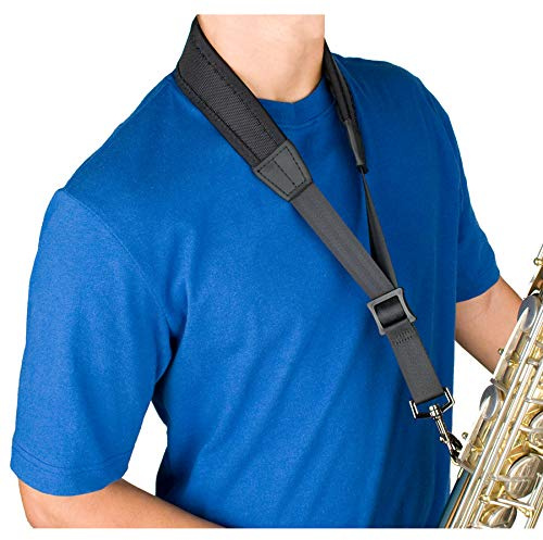 Protec NLS305M 24-Inch Ballistic Neoprene Less-Stress Saxophone Neck Strap with Coated Metal Hook,Black