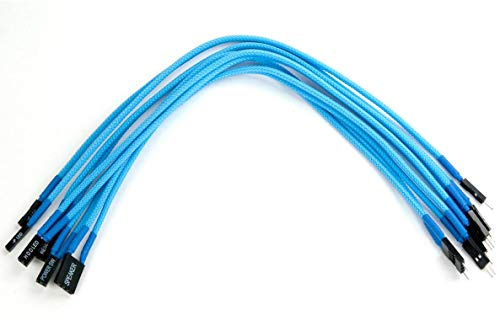 Shakmods Front Panel Sleeved Power Reset HDD LED Speaker Extension Cable 30cm (Light Blue)