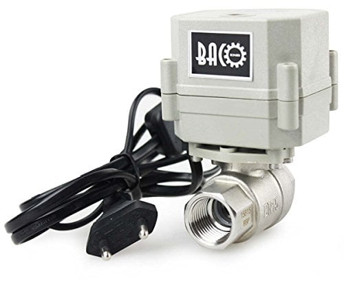 BACOENG 1/2 DN15 Válvula Motorizada de Esfera de 2 Vías de Acero Inoxidable de AC110/230V CR202 NC con enchufe
