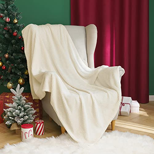 MIULEE Kuscheldecke Granulat Fleecedecke Flanell Decke Weich Flauschig Einfarbig Wohndecken Couchdecke Sofadecke Blanket für Bett Sofa Schlafzimmer Büro, 170x210 cm Cremeweiß