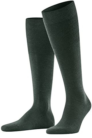 FALKE Herren Kniestrümpfe Airport M Kh Wolle Baumwolle lang einfarbig 1 Paar, Grün Hunter Green 7441, 41-42