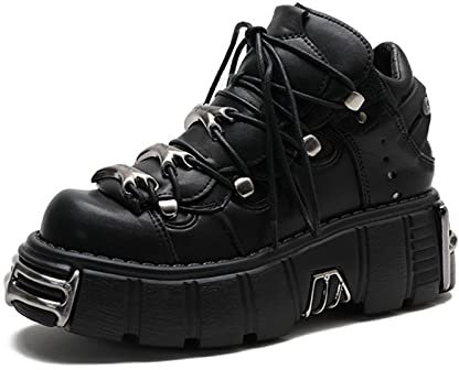 ZXCN Piattaforma Punk Sneakers da Donna Sissy Boy Fashion Casual New Rock Femminile Scarpe da Corsa in Metallo Decorazione in Metallo Moto Stivali da Donna Boots