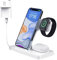PUGO TOP 3 in 1 15W Fast Wireless Charging Station - Compatible with iPhone 12/13/14/15, iWatch Series 6/7/8/9/Ultra, AirPods 2/3/Pro - White