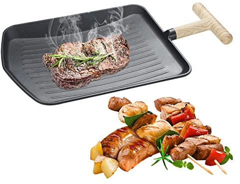 Stronrive Barbacoa | Sartén Rectangular con diseño Pala con Mango Que se Mantiene Fresco - Sartén para Asar a la Parrilla Piedra médica Antiadherente para Tapas Estufa Desayuno