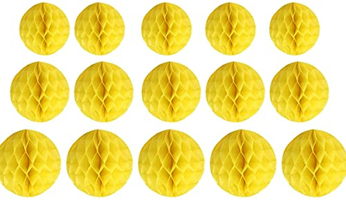 15 Stück Wabenbälle Dekorationen 10,2 cm, 15,2 cm, 20,3 cm, Party-Wabenball, Blumen-Kugeln, hängende Blumenbälle für Babyparty, Geburtstag, Hochzeit, Kinderzimmer, Dekoration (10,2 cm, 20,3 cm, Gelb)