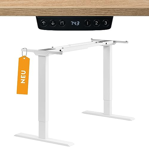 boho office® Höhenverstellbarer Schreibtisch Gestell - Elektrisch stufenlos, 2 Starke Motoren, 2-Fach Teleskop, Kollisionsschutz, Kindersicherung, USB-Anschlüsse - Homedesk Eco Weiß