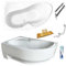 ECOLAM Baignoire d'angle en acrylique asymétrique Wela 150x100 cm gauche | Tablier en acrylique | Planche en bambou | Pieds siphon silicone | Set complet