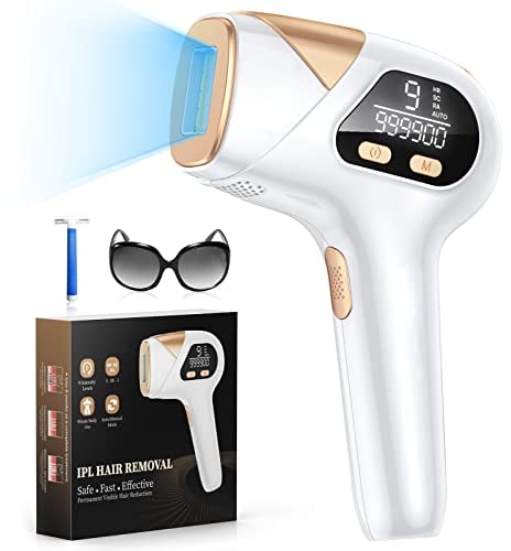 Glattol 3-in-1 IPL Hair Removal Devices, 9 Energy Levels and 3 Functions HR/SC/RA Laser Hair Removal, 999,900 Light Pulses, Painless Hair Removal Device for Men, Women, Body