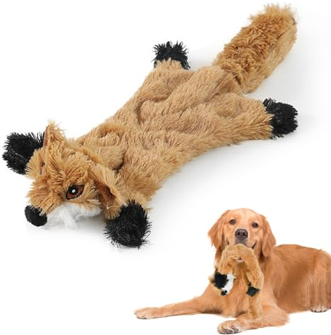 Hundespielzeug, Wohltuender Kauspielzeug, Süßes Quietschendes Hundespielzeug, Zähne Putzen Lindert Langeweile Hundespielzeug, Hunde Spielzeug für Welpen Kleine Mittlere und Große Hunde (Fuchs)