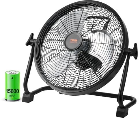 VEVOR Ventilatore da pavimento ricaricabile da 30,5 cm, ventilatore personale portatile silenzioso per casa o ufficio, testa girevole manuale a 360 gradi, regolazione continua della velocità ad alta