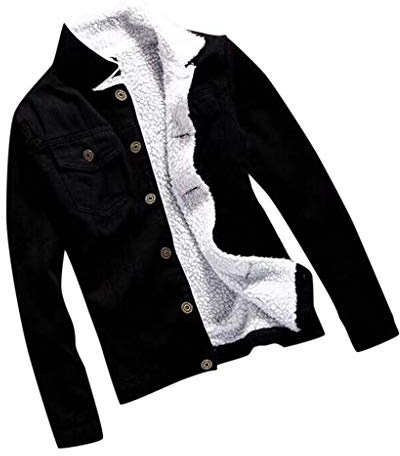 Women's Denim Jacket Winter Warm Faux Fur Lined Lapel Collar Jacket with Buttons Plain Denim Jacket Long Sleeve Casual Outdoor Jeans Coat Lightweight Elegant Single Breasted Streetwear