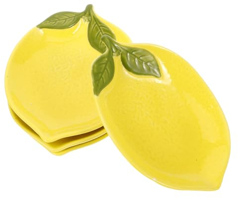 CATIEBYE 4pièces Service Vaisselle Citron Bol Céramique Forme Citron Multifonction Dessert Salade Snacks Design Créatif Élégant Pour Maison Et Restaurant