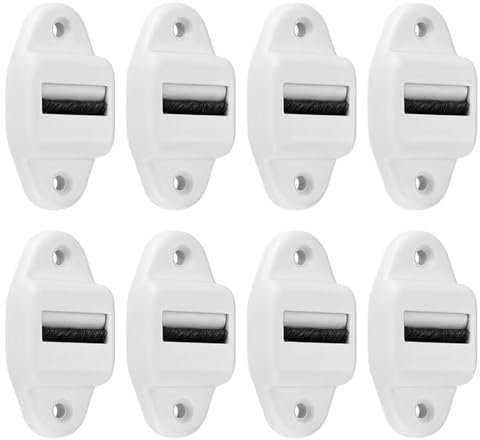 8 Pièces Guide Sangle Volet Roulant avec Joint à Brosse et Galet de Guidage Mini Guide pour Sangle, Jusqu'à 24 mm de Largeur pour Volet Roulant, Espacement des Trous de 45 mm (Blanc)