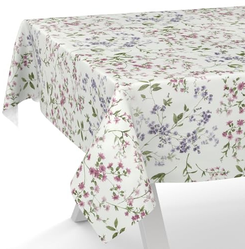 ANRO Wachstuchtischdecke Wachstischdecke Wachstuch Tischdecke abwaschbar Gartentischdecke Blümchen 140x140cm Schnittkante wasserabweisend Meterware pflegeleicht Lotuseffekt