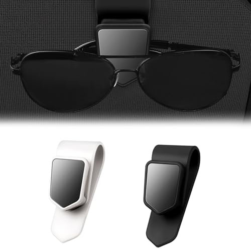 2pcs Sunglasses Holders For Car Visor, Car Visor Accessories, Car Glasses Holder,Eyeglasses Hanger Ticket Card Clip, Suitable For Car Interior Visor And Different Size Ticket Cards(Black/White)