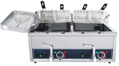 Single-Tank Methane Deep Fat Fryer, 15l Commercial Deep Fryer, Thickened Stainless Steel Deep Fryer, Upgraded Heating Element, Deep Tank Cold Zone, Flame Failure Protection