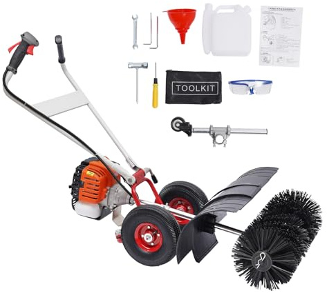 52CC Schneefräse Kehrmaschine Benzin Schneeschieber für Draußen, 2-Takt-Motor 2,5 PS Powered Schneer Umer mit 52 x 25 cm Bürstenkopf, Schneeschaufel und Schutzbrille | EU Stock