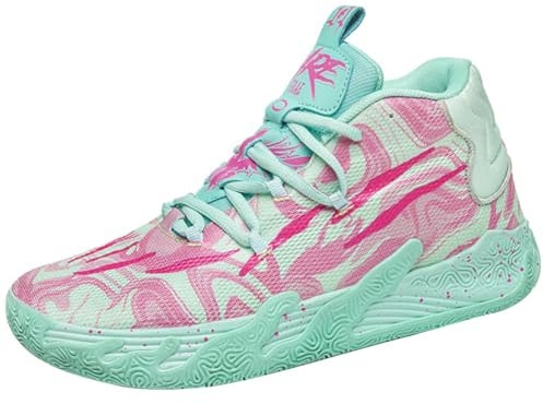 Meqoze Scarpe da Basket da Uomo Antiscivolo Leggero Scarpe da Basket Alte Scarpe Casual Moda Scarpe Sportive Basket Sneaker Uomo Corsa Scarpe da Ginnastica Sport Outdoor (Rosa 1, 37EU)
