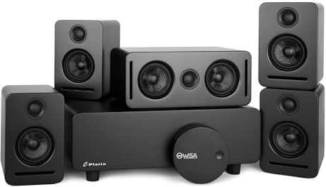 staronce 5.1 Soundsystem Kabellos mit Dolby Atmos – Monaco Heimkino Soundsystem, WiSA Surround Sound System, THX abgestimmt, 24-Bit Audio, für TV & Xbox, Schwarz