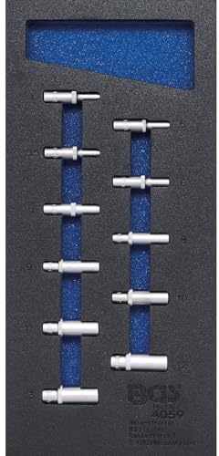 BGS 4059 | Steckschlüssel-Einsätze Sechskant | 6,3 mm (1/4) | tief | Werkstattwageneinlage 1/3 | 11-tlg. | SW 4, 5, 5,5, 6 - 13 mm | Chrom-Vanadium-Stahl | verchromt, matt
