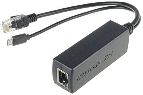 DSLRKIT Active PoE Splitter Power Over Ethernet 48V to 5V 2.4A Micro USB Plug for Raspberry Pi B/B+/2/3