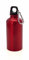 Aluminium Drinking Water Bottle with Screw cap and Carabiner, 400ml (Red)