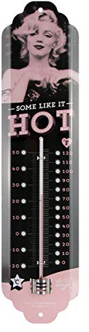 Nostalgic-Art Retro Thermometer, 7 x 28 cm, Marilyn – Some Like It Hot – Geschenk-Idee für Film-Fans, Original Lizenzprodukt (OLP), aus Metall, Vintage Design
