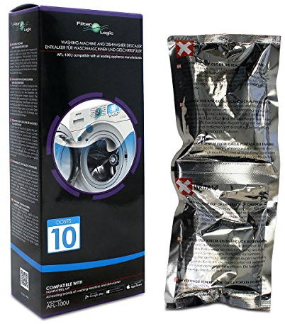FilterLogic AFL100U Universal Washing Machine & Dishwasher Cleaner / Descaler / Descaling Powder - Limescale & Detergent Remover - 10 Doses - Suitable for Leading Brands