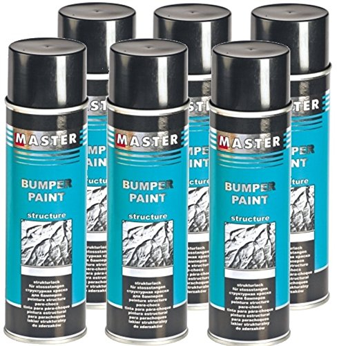 Troton KUNSTSTOFF STRUKTUR SPRAY 6 x 500ml SCHWARZ BUMPER PAINT STRUCTURE DUNKELGRAU LACK mit Acrylharz