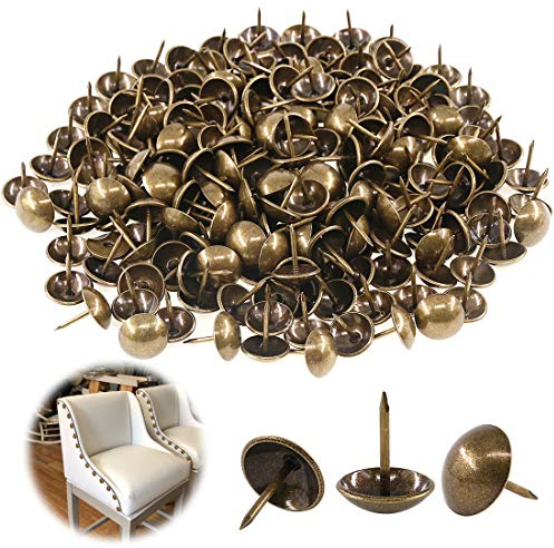 Keadic 250Pcs [ 5/8 in Diameter ] Antique Upholstery Tacks Furniture Nails Pins Assortment Kit for Upholstered Furniture Cork Board or DIY Projects - Bronze