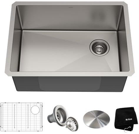 Kraus KHU111-25 Standart PRO 16 Gauge Undermount Single Bowl Stainless Steel Kitchen Sink, 25 Inch