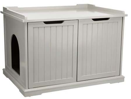 TRIXIE XL Möbel Katzentoilette (Grau), versteckte Katzentoilette mit Öffnungen an beiden Enden & großen Belüftungsschlitzen, Doppeltüren für einfache Reinigung, herausnehmbare Trennwand