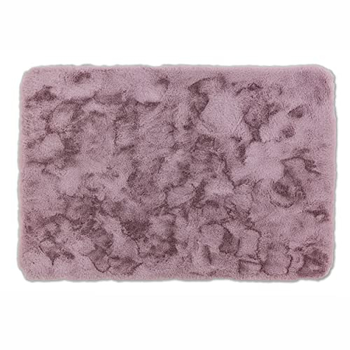 Schöner Wohnen Kollektion Badezimmerteppich 60 x 90 cm – sehr Flauschige Badematte Rose – waschbar und rutschhemmend