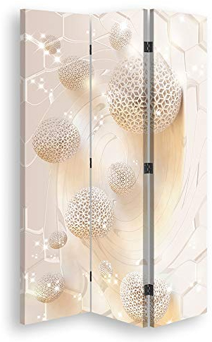 Feeby Trennwand zum Aufstellen 3D Dessin einseitig 3 TLG Abstrakt Gelb 110x175 cm