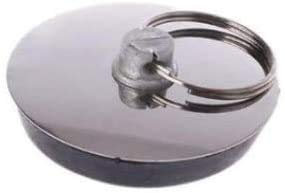 EUROXANTY Bouchon de Baignoire | Bouchon pour Lavabo en Acier inoxydable | Bouchon d’Évier avec Joint en Silicone | Bouchon de Baignoire universel | Bouchon d’évier avec Chaînette en Inox | Ø 50 mm
