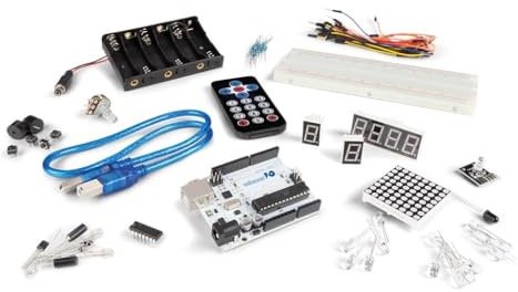 Whadda Komplettes Arduino Starter-Kit für Anfänger, Lernen Sie die Grundlagen der Elektronik mit Breadboard, LEDs, Widerständen, Summer, Infrarotsensoren und mehr, Ideal für DIY-Projekte und
