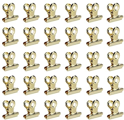 Metallklammern Kleine Bulldogge Büroklammern Multi-function Metall klammern für Fotos, Büros, Küche zu Hause 30 Stück 20mm (Golden)