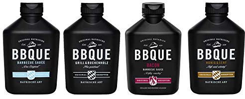 BBQUE 4er Paket Original Bayrische Barbecue Saucen (Das Original, Bacon, Honig & Senf, Grill & Buchenholz)