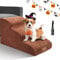 Masthome Escaliers pour Chiens à 3 Marches, Rampe pour Chiens en Éponge Haute Densité, escalier Mousse Chien pour Animaux de Compagnie avec Couvercle Amovible pour Monter Canapé et Lit, Jaune-Brun