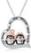 URONE Pinguin Halskette 925 Sterling Silber mit Zirkon süßes Tier Herz Anhänger Halskette Schmuck Geschenk für Frau und Freundin