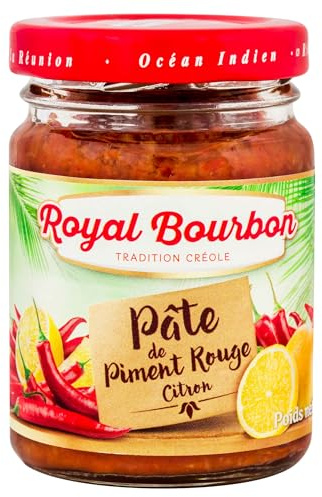 ROYAL BOURBON - Ile de la Réunion - Pâte de piment Pot en verre de 90g : (Lot de 1 Pot 90g, Piment Rouge Citron)