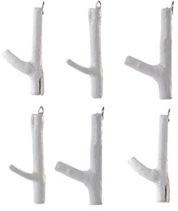 DESIGN DELIGHTS 6er Set GARDEROBENHAKEN Limb | Teakholz Wurzel, ca. 17x10x2,5 cm (HxTxB), Weiß-Landhaus | Shabby Kleiderhaken, Wandgarderobe, Holzhaken, Wandhaken