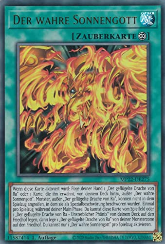 TCG - Der Wahre Sonnengott - Ultra Rare - Deutsch - 1. Auflage - im Set mit Ultrapro Toploader - Yugioh
