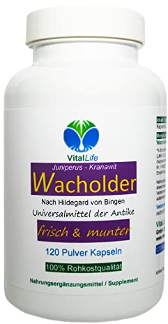 WACHOLDERBEEREN Wacholder 120 Kapseln VERDAUUNG Blähungen Völlegefühle Sodbrennen Nieren durchspülen + Wasser ausscheiden. Magen Darm Leber Galle. 100% NATUR pur [Ohne ZUSATZSTOFFE] 82900-120